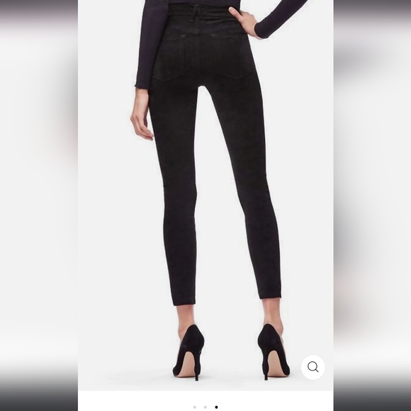Good American Faux Suede Black Pants - Picture 1 of 4